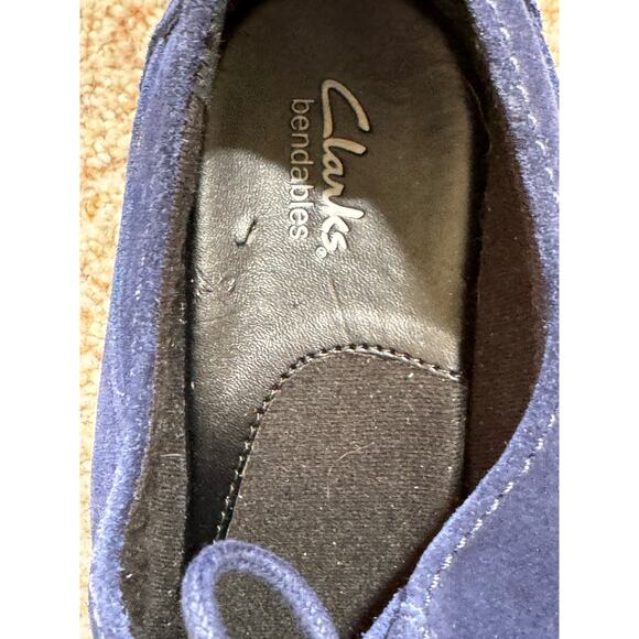 Clarks Bendables Womens Tie shoes/Heels, Leather Upper, size 7, Block Heel, Blue - Picture 9 of 10